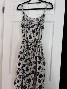 GAP Cream Midi Dress with Black Floral Print